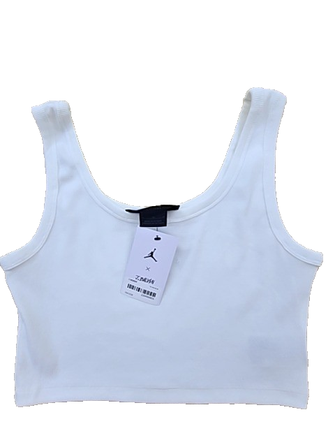 Jordan Women's Cropped Ribbed Tank Top White M Sleeveless