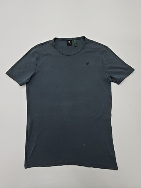 G-Star Raw Men's Blue T-Shirt – Size M, Logo, Crew Neck
