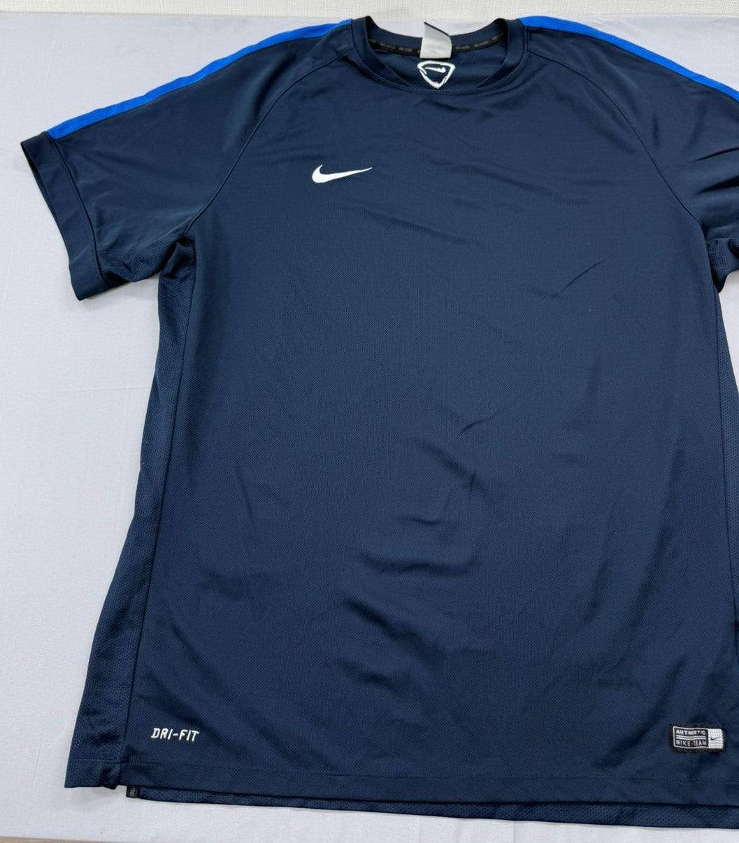 Nike Men's Navy Dri-FIT Football Jersey XXL Striped Short Sleeve