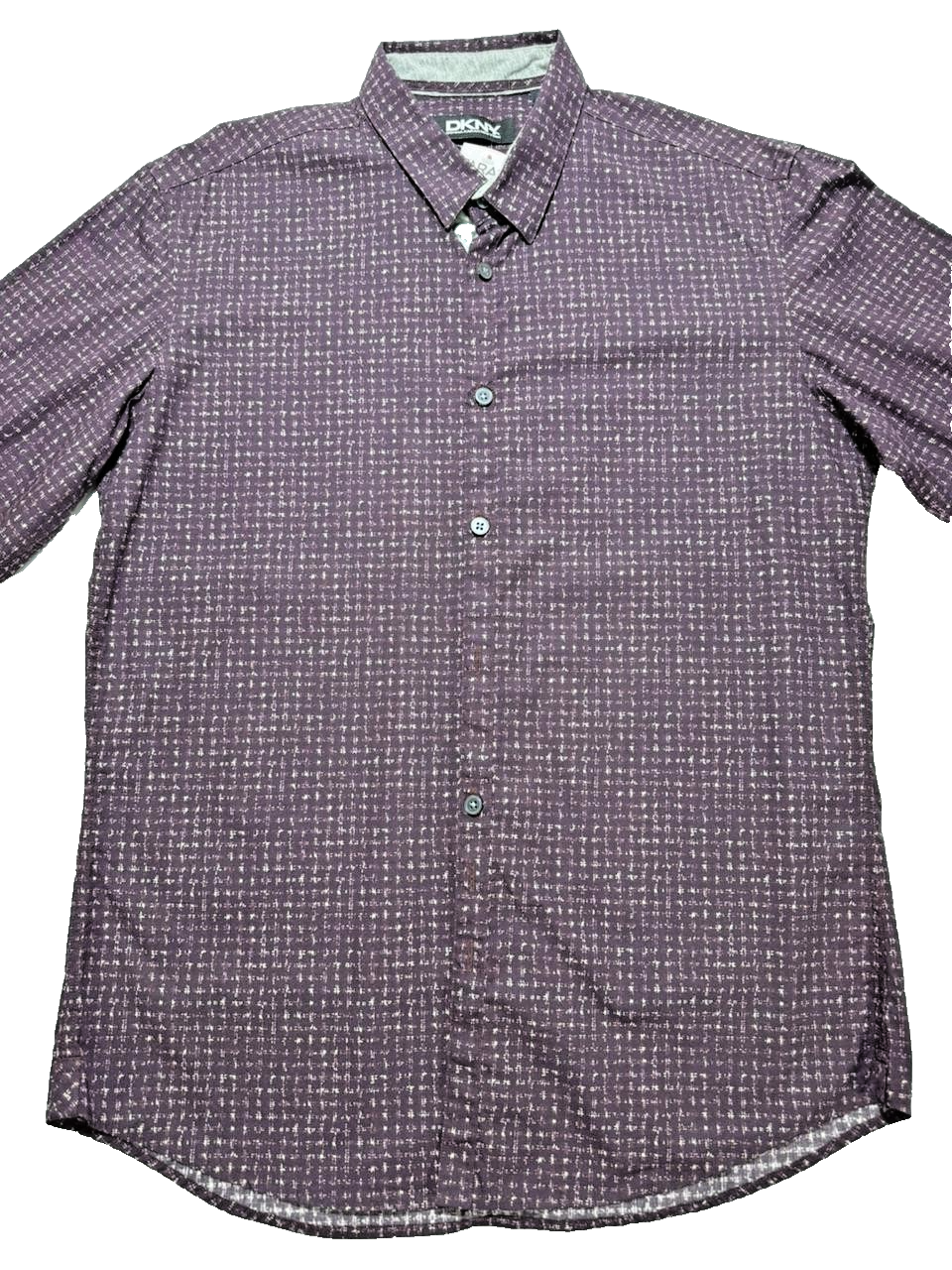 Dkny-Purple Faded Check Formal Shirt For Men Long Sleeve - 100% Cotton - Size M