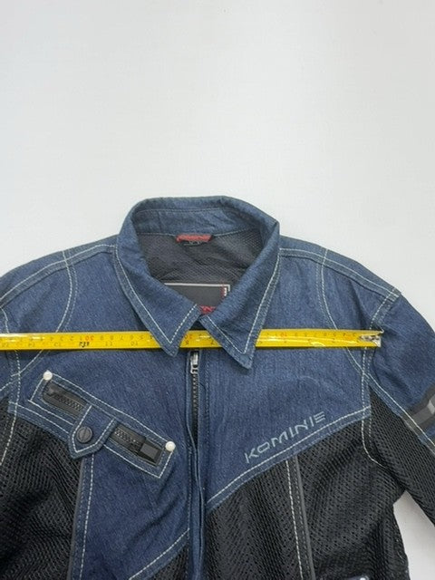 Komine Men Blue Denim Riding Jacket Size S CE Mesh Lining Zipper