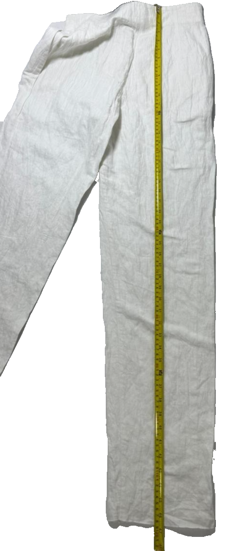 BNWT Giorgio Armani White Linen-Blend Wide-Leg Pants - Size 42