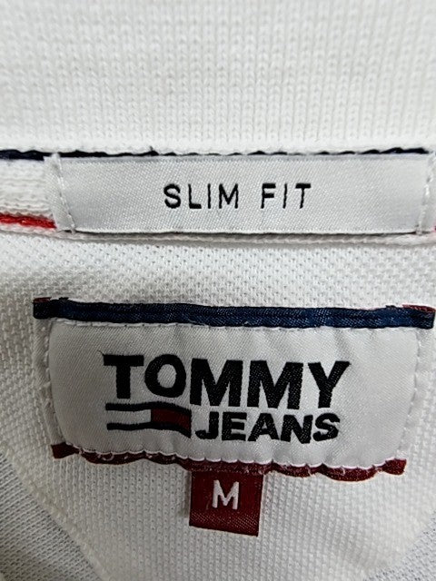 Tommy Hilfiger Tommy Jeans Slim Fit White Polo Shirt Men's M Short Sleeve Cotton