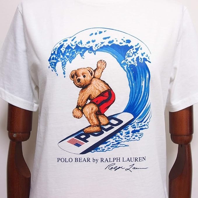 Polo Ralph Lauren Men Polo Bear Surfing Crew Neck T-Shirt White | XL