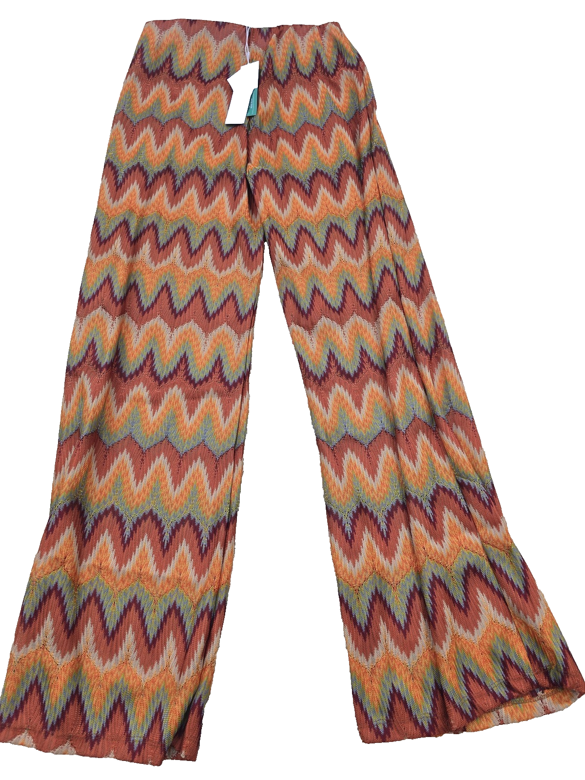 Koton Multicolor Zigzag Palazzo Wide Leg Trousers Women L Polyester Turkey