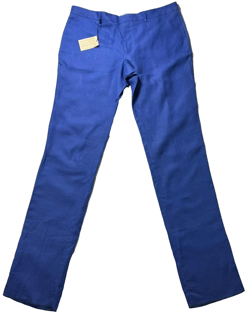 Paul Smith Blue Linen Blend Slim Fit Dress Pants Men's Formal Trousers Size 36