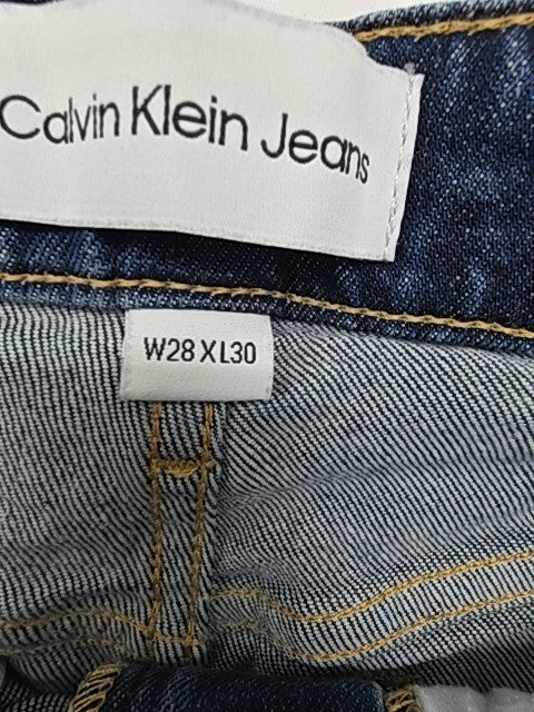 Calvin Klein Jeans Men Dark Blue Straight W28 L30 Button Fly Denim 5 Pocket Used