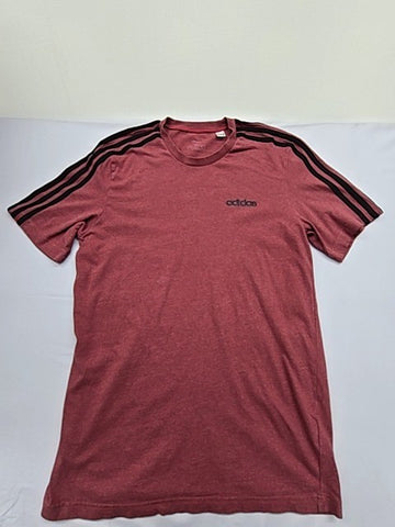 Adidas Men's Burgundy 3 Stripes T-Shirt M Short Sleeve Crew Regular