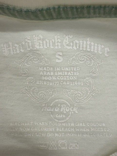 Hard Rock Women Cream Graphic T-Shirt Size S Soft Jersey Knit Regular