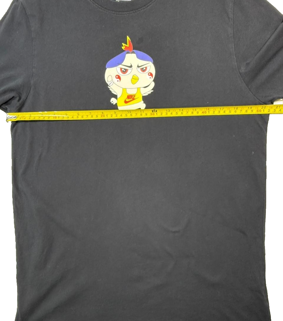 Black Nike Sportswear Cartoon Printing Sports Round Collar Male T-Shirt - Size L