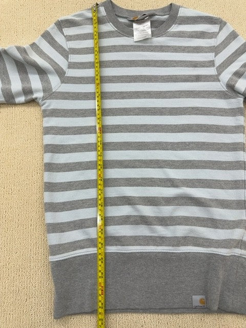 Carhartt Men's Grey Stripe Crewneck Sweatshirt S Long Sleeve