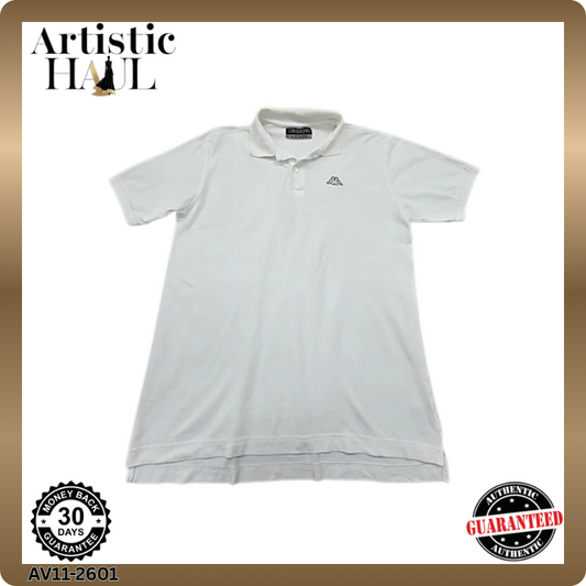 Kappa Men's White Polo Shirt – Size L, Short Sleeve, Cotton – Ref 3669A