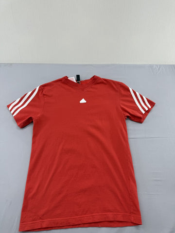Adidas Men's Red Stripe Short Sleeve L Cotton Crewneck T-Shirt