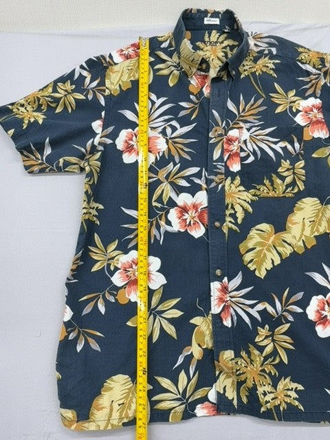 Renoma Paris Men's Navy Floral Hawaiian Short Sleeve Shirt Size M