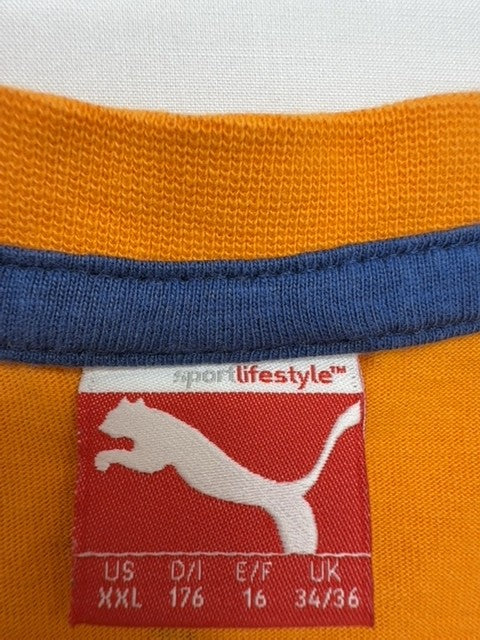 Puma Men Orange Logo Crew Neck T-Shirt Size XXL Regular Fit Cotton Jersey