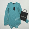 GIORGIO ARMANI Women's Turquoise Asymmetrical Long Sleeve Top EU 40