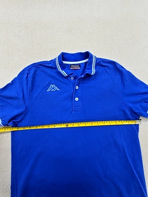 Kappa Men's Blue Polo Shirt Medium Cotton Italy White Piping