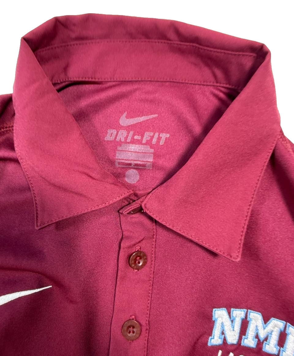 Nike Men's Maroon Nmh Lacrosse Dri-FIT Polo Shirt White Swoosh Size L