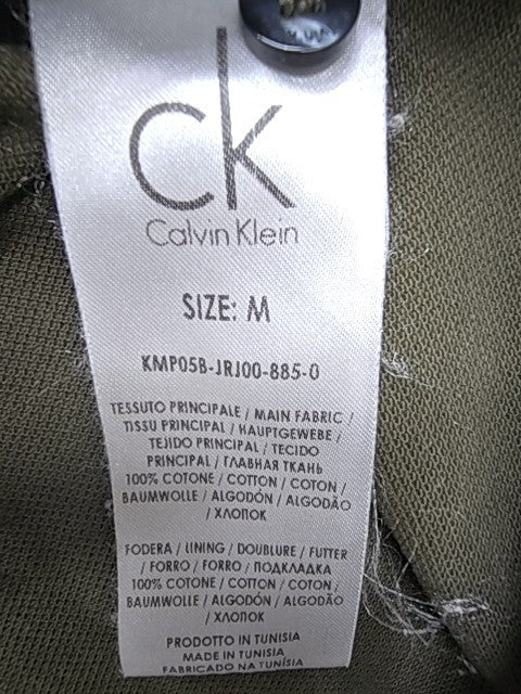 Calvin Klein Men Olive Polo Shirt Button Front Size M Condition Descriptor