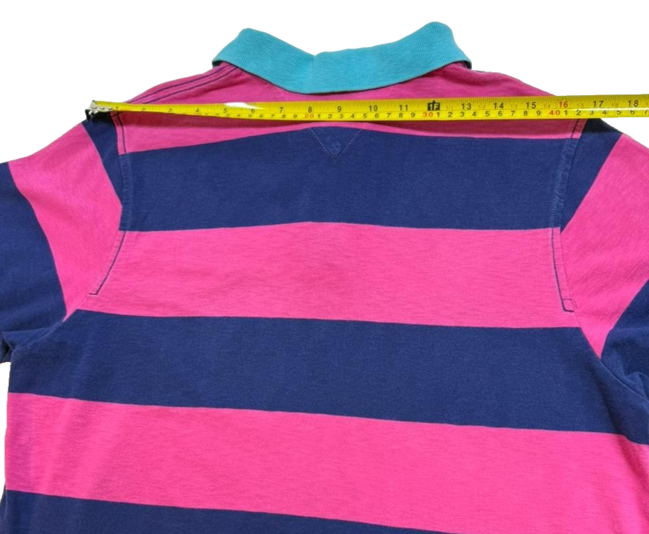 Tommy Hilfiger Women's Denim Striped Polo Shirt Short Sleeve Cotton Size XL