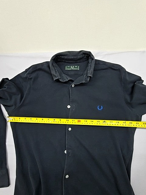 Fred Perry Black Cotton Button-Down Long Sleeve Shirt Men's M England