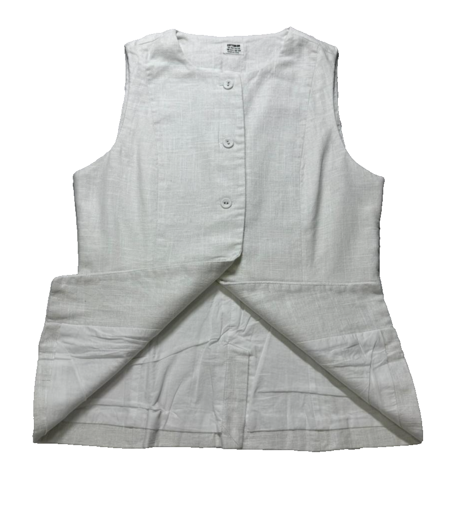 Cotton On Sienna Linen Cotton Vest In Off White - Size Us 6