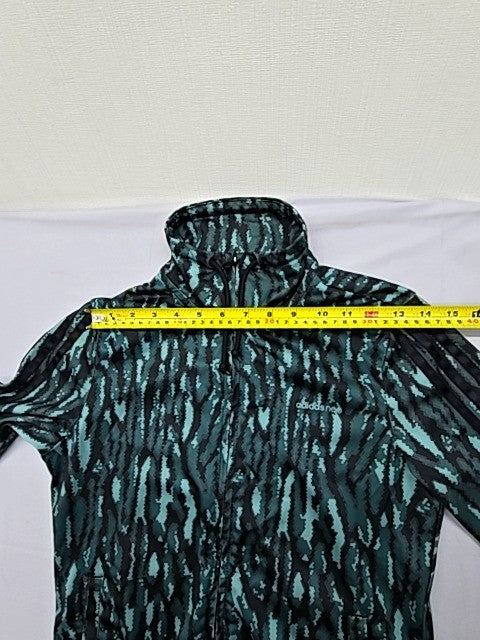 Adidas Unisex Green Zebra Full-Zip Hooded Track Jacket Size S