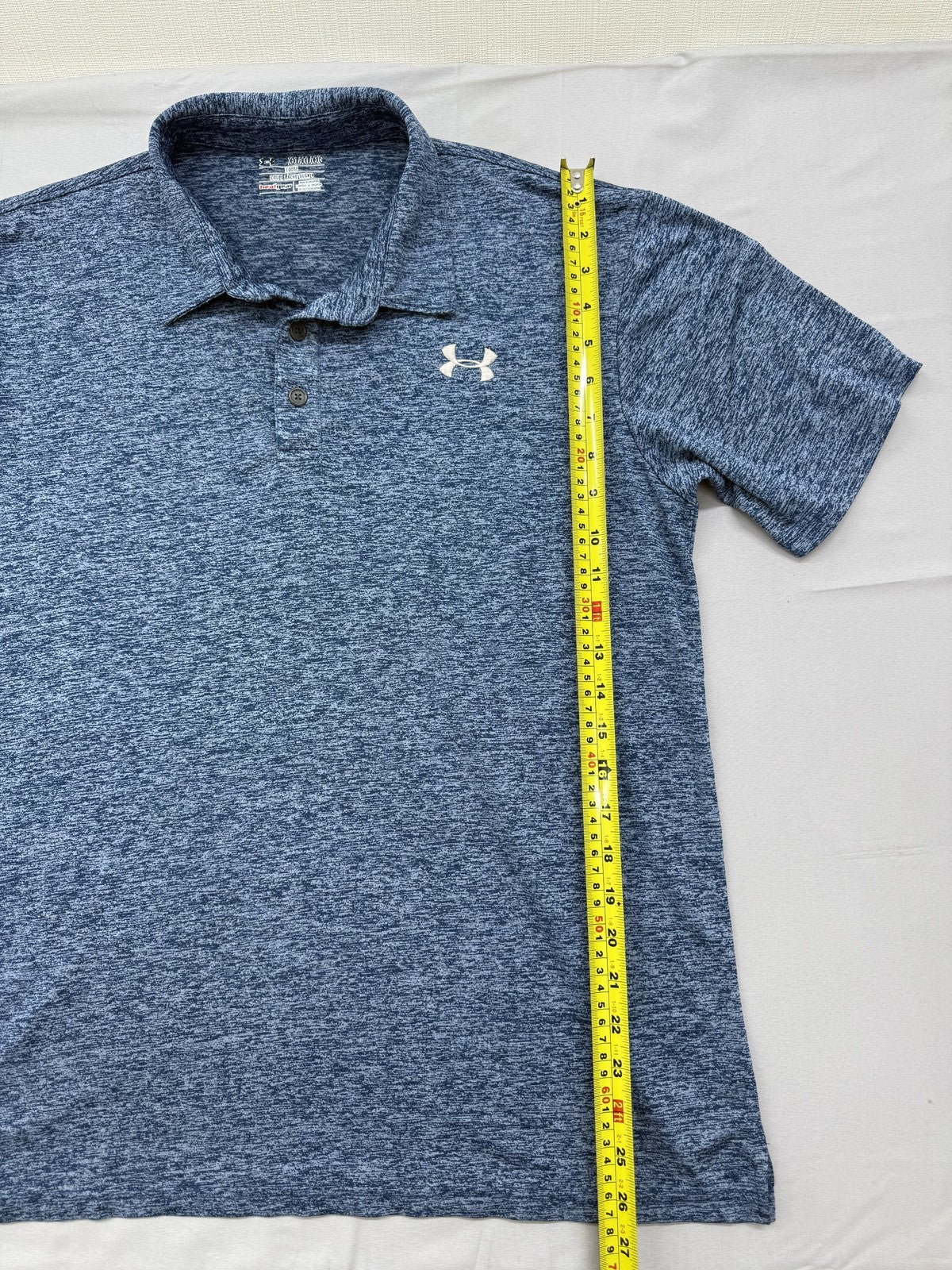 Under Armour HeatGear Navy Heather Polo Shirt XXL Short Sleeve Loose