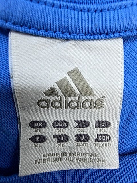 Adidas Men's Blue Striped Three Stripes T-Shirt XL Cotton Crew Neck