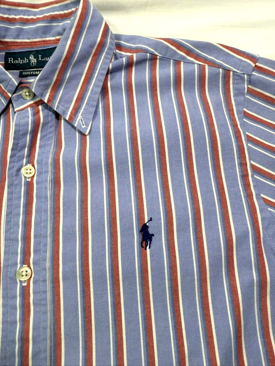 Polo Ralph Lauren Short-Sleeve Striped Oxford Shirt In Blue,Red, And White
