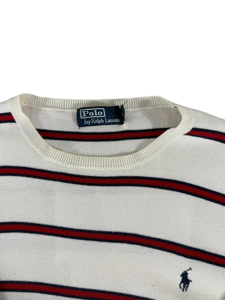 Polo Ralph Lauren Men's Striped Crewneck Sweater White Red Navy Size Large