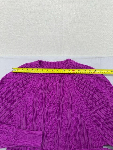 Lauren Ralph Lauren Purple Cable Knit Cotton Crewneck M Pony NWT