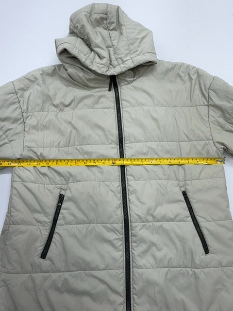 Nike Boys Light Gray Hooded Puffer Jacket Size M Full Zip Quilted Medium Warmth
