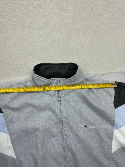 Challenger Men's Grey Striped Track Jacket Size 4 Zipper Long Sleeve