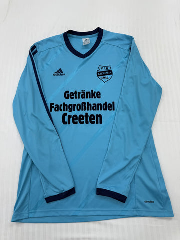 Adidas Men's Sky Blue Striped Soccer Jersey L Long Sleeve Vintage