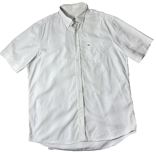 Lacoste Men's Multicolor Shirt – Size 44, Striped, Short Sleeve