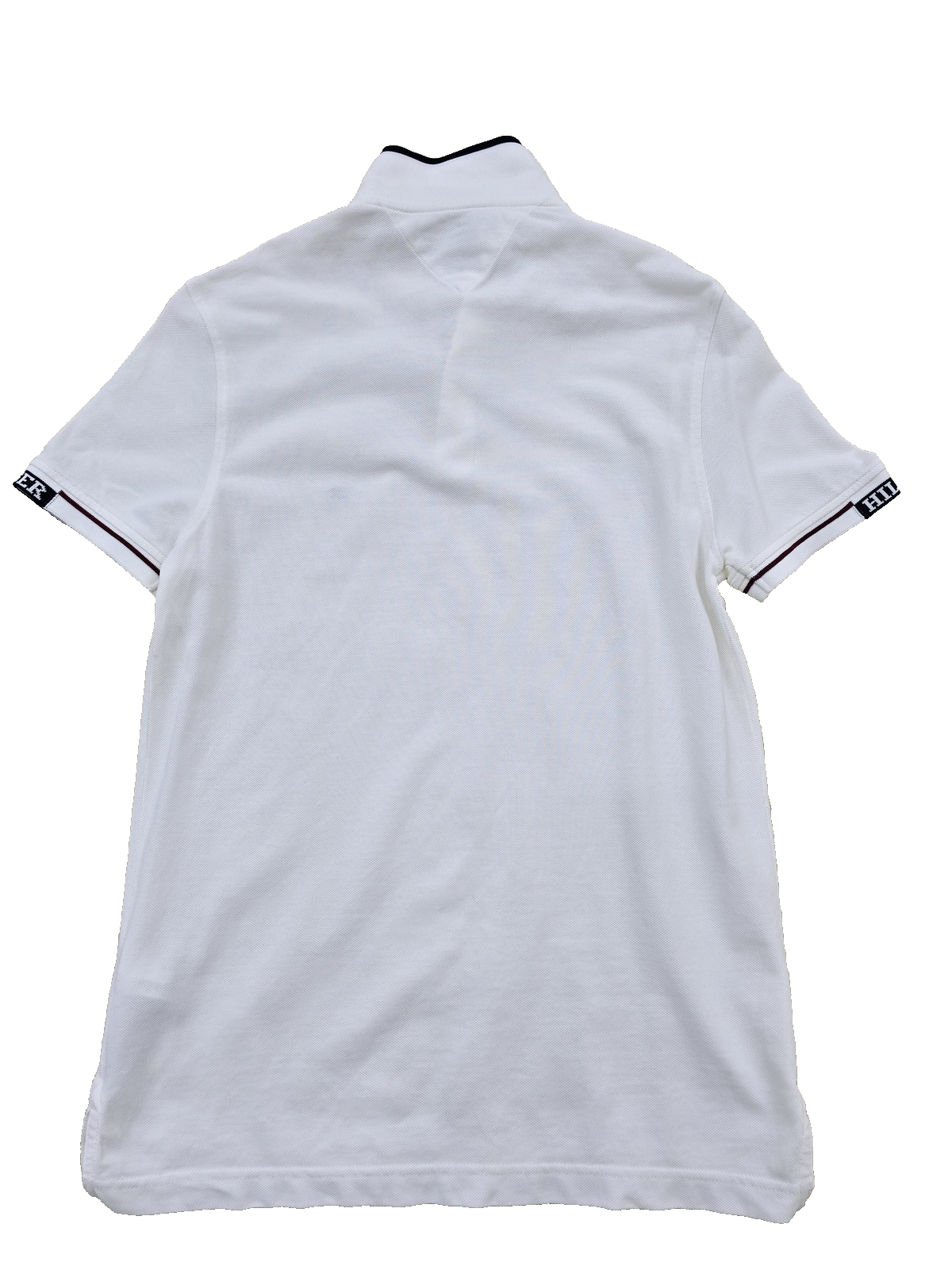 Tommy Hilfiger Men's White Slim Fit Short Sleeve Polo M Cotton Pique Flag Tipped