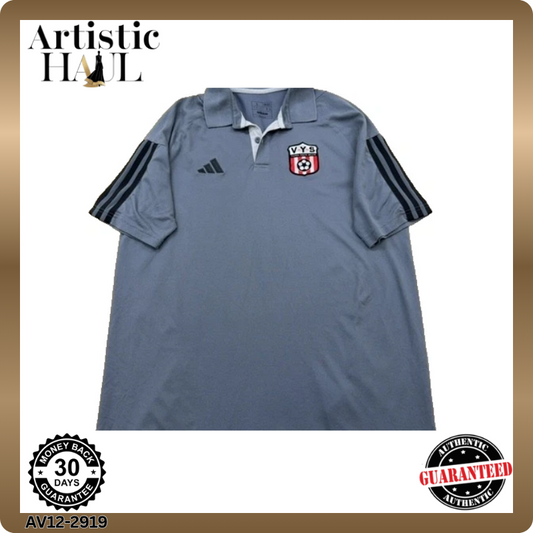 Adidas Men's Gray Polo Shirt – Size L, Regular Fit, Short Sleeve