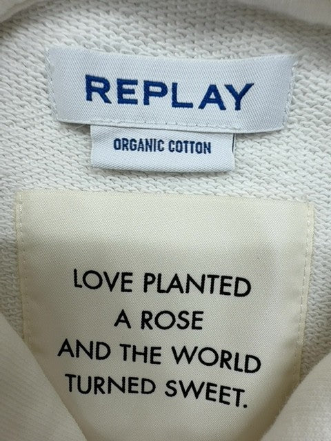 Replay Organic Cotton Floral Hoodie White L Long Sleeve