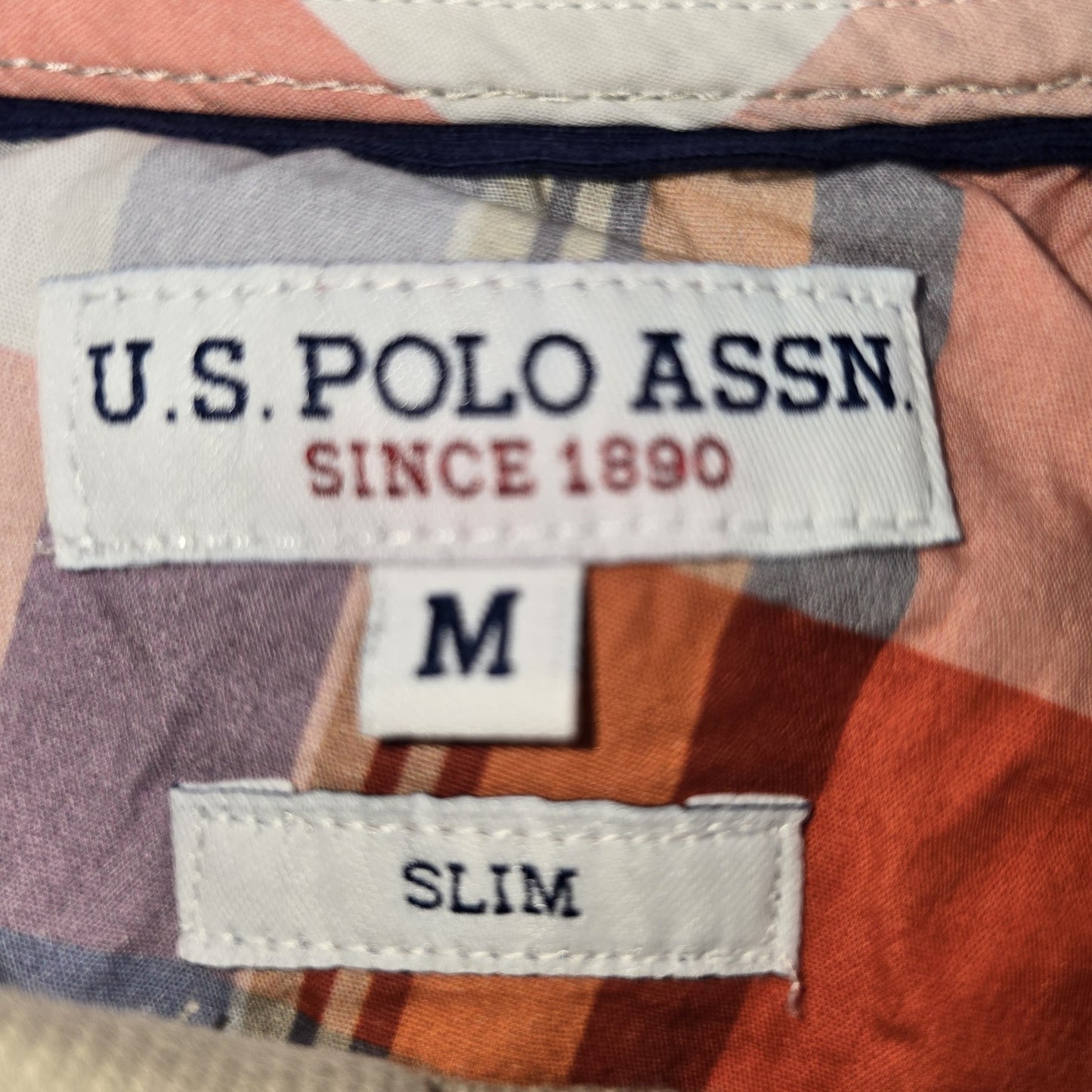 U.S. Polo Assn Men Tan Slim Polo Shirt Size M Cotton Pique Logo Collared