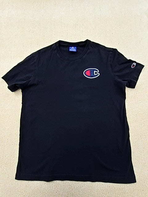 Champion Black Cotton Crew Neck T-Shirt Small Short Sleeve Logo MPN 21145
