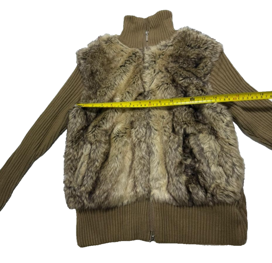 Albertex Moda Women's Faux Fur Cardigan Brown Size L
