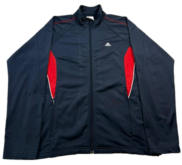 Adidas Men's Navy Blue Red White Full Zip Track Jacket Stand Collar Size L