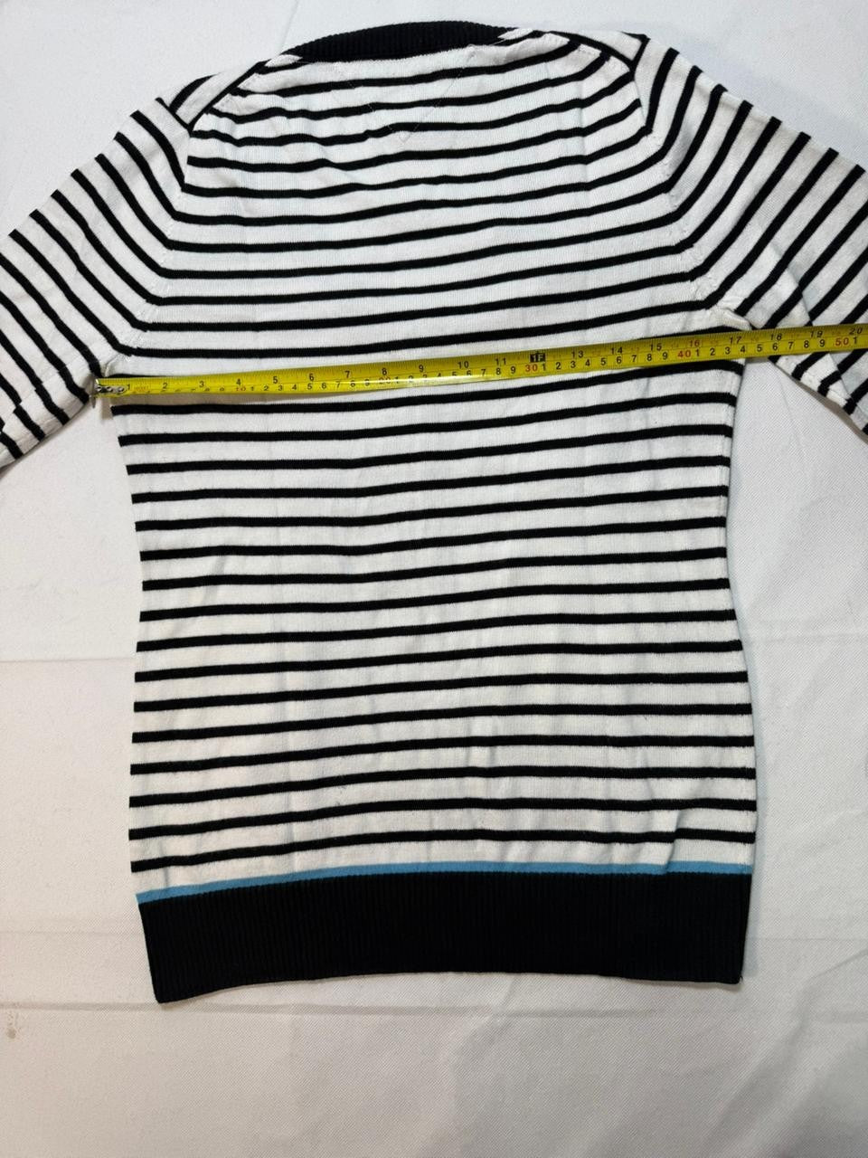 Tommy Hilfiger V-Neck Striped Pullover Sweater Black/White Women's Size L