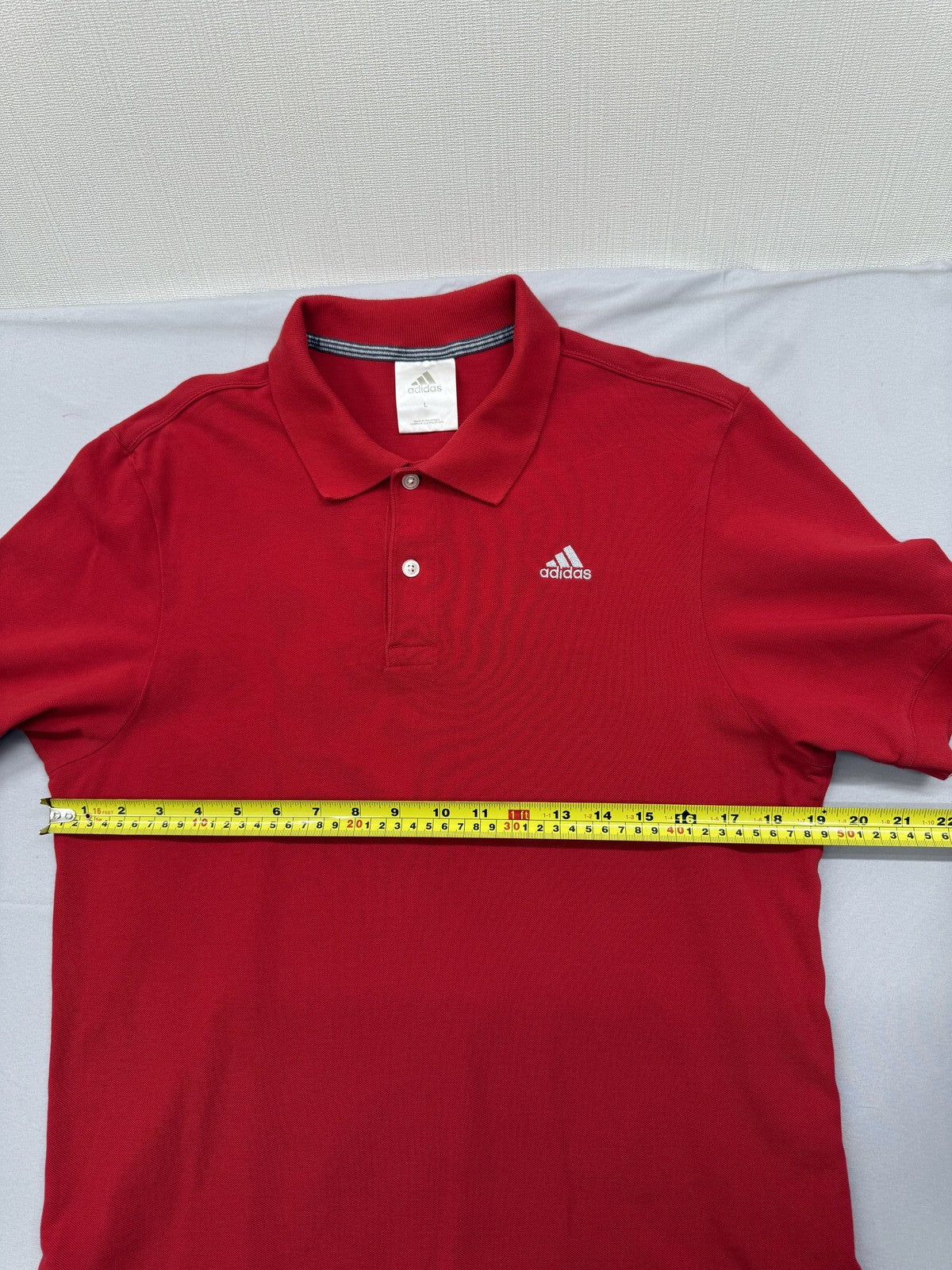 Adidas Red Polo Shirt Men's L 100% Cotton Short Sleeve Pique