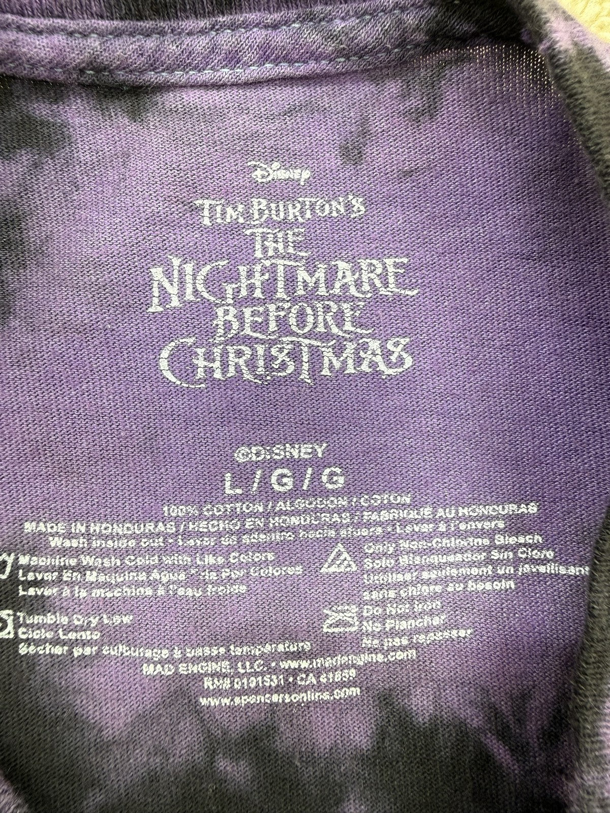 Disney Men's Purple Jack Skellington Tie Dye Long Sleeve T-Shirt XL