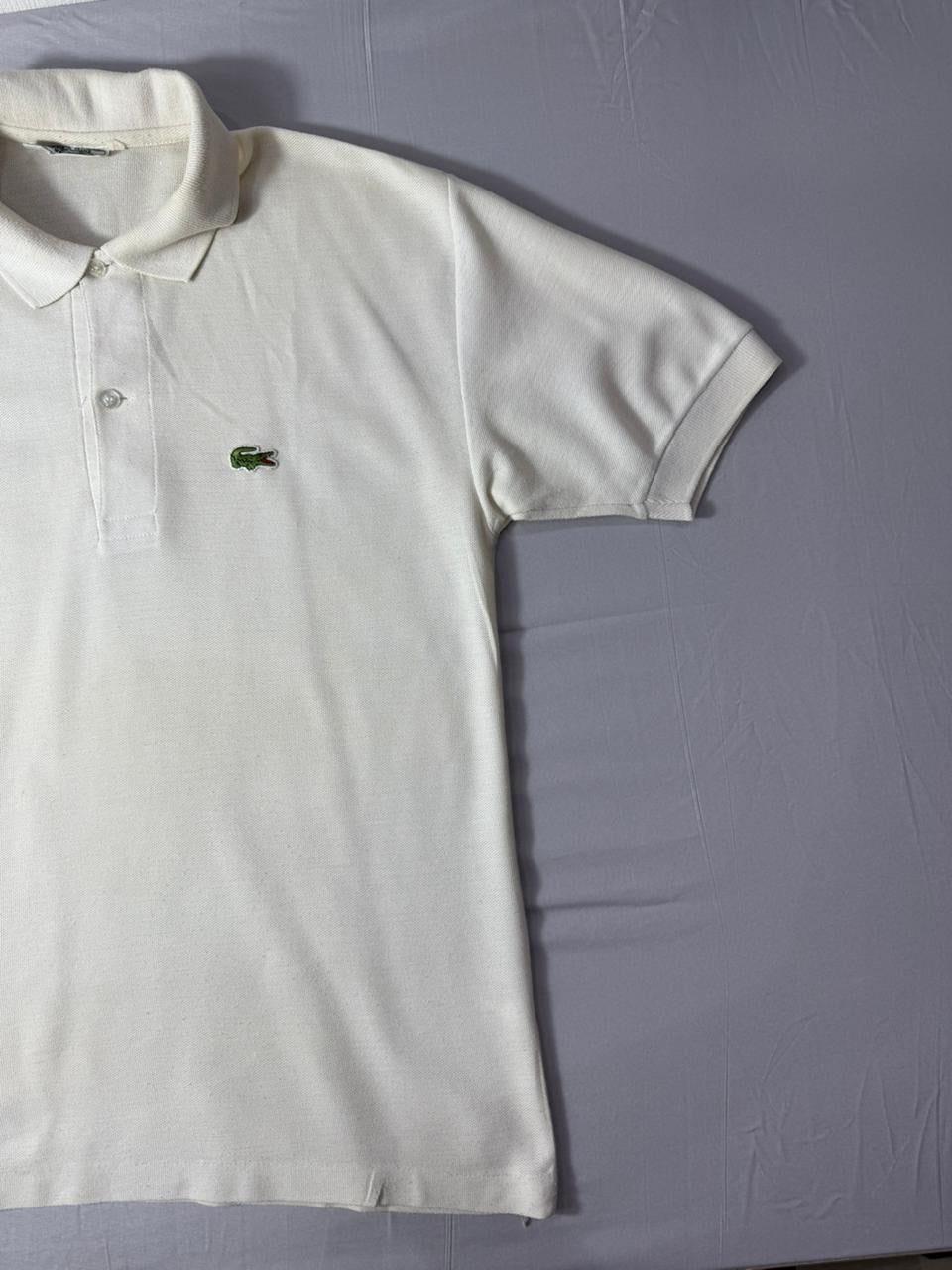 Vintage Lacoste White Polo Shirt Men's Classic Crocodile Logo Cotton