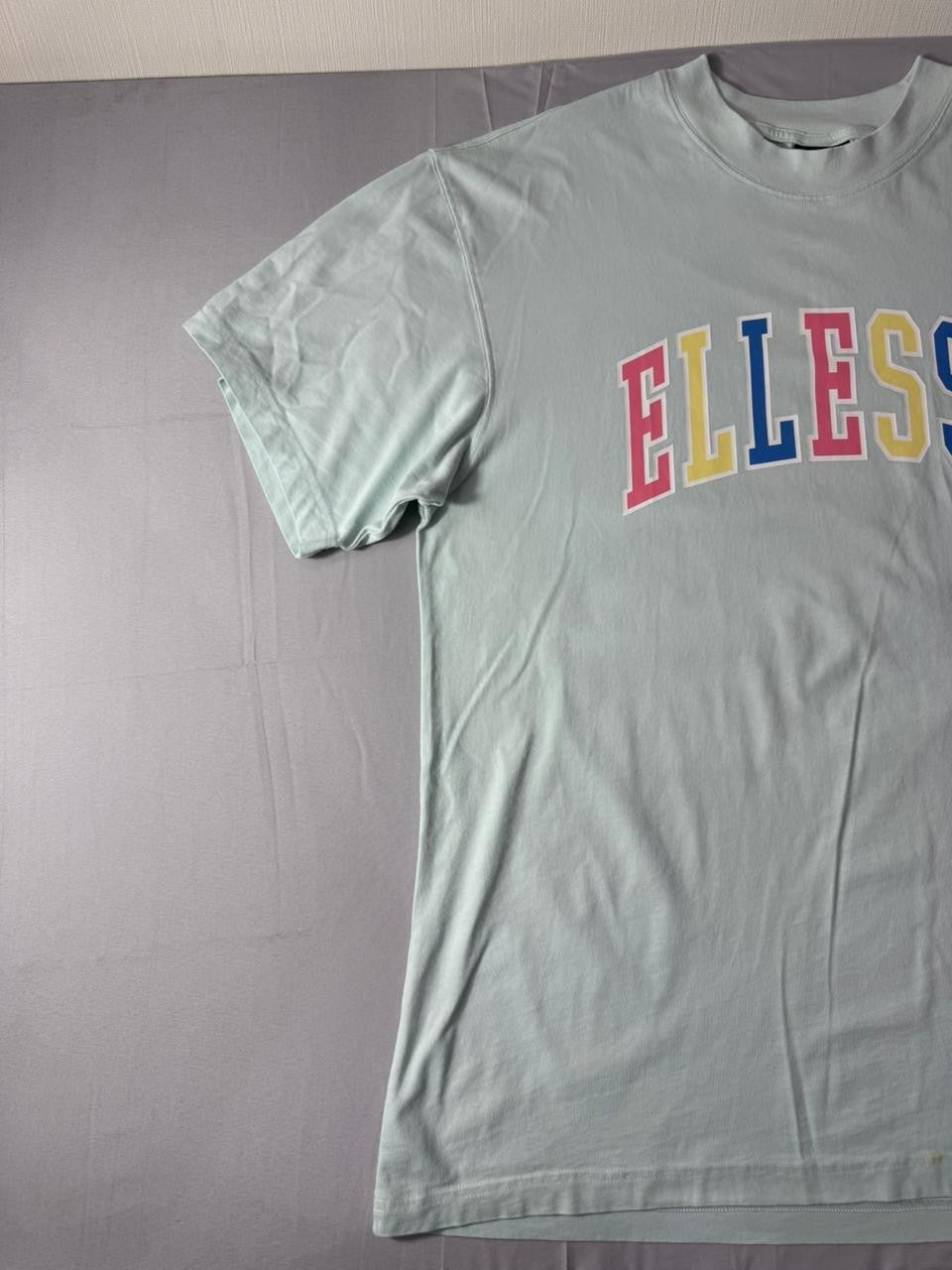 Ellesse Men's Graphic T-Shirt Light Blue Short Sleeve Logo Tee UK M