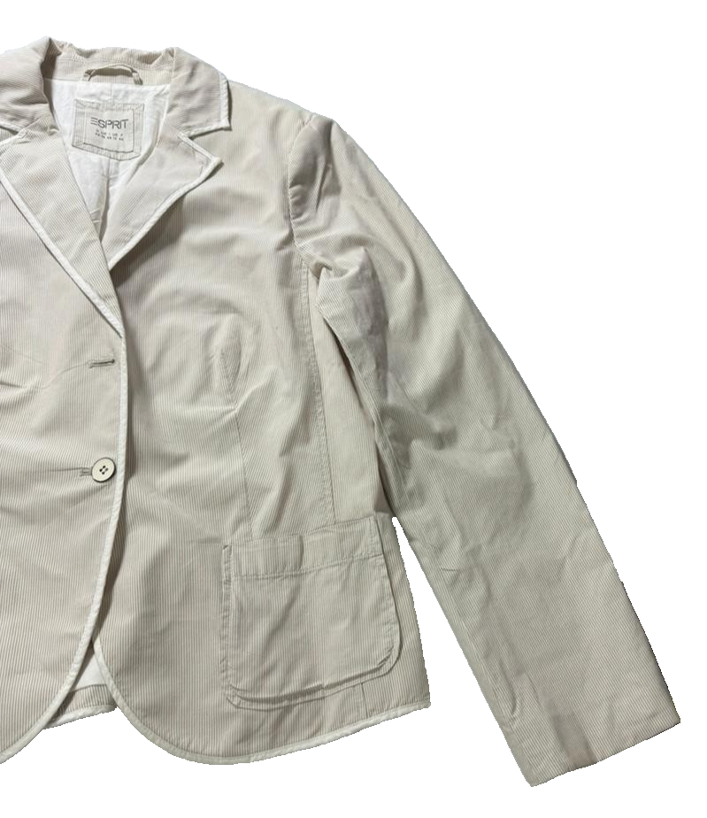 Classic Blazer Coat Beige Striped Men's - Size 12