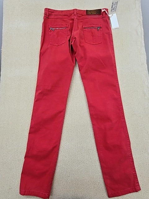 Hablaine Red Straight Leg Women's Jeans Size 44 Zip Pockets Cotton Blend